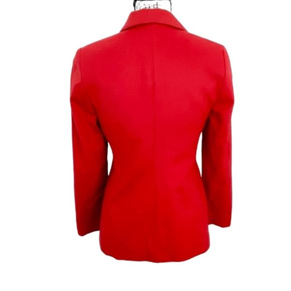 Lord & Taylor Red Blazer Jacket Wool Cashmere 2 Petite Patriotic Career Wear - Picture 2 of 11